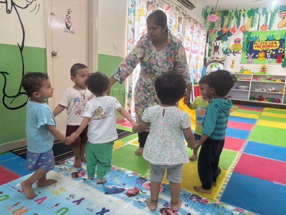 Children learning in a SaptRishi PreSchool classroom