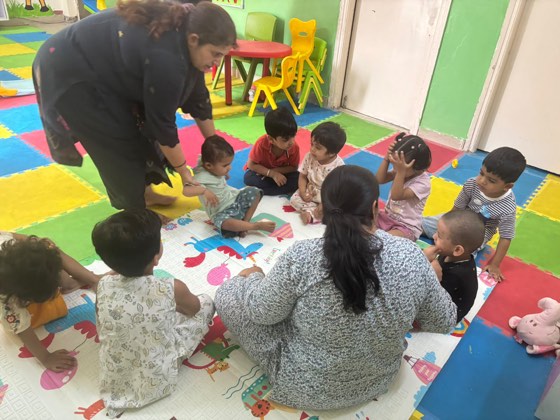 Children learning in a SaptRishi PreSchool classroom